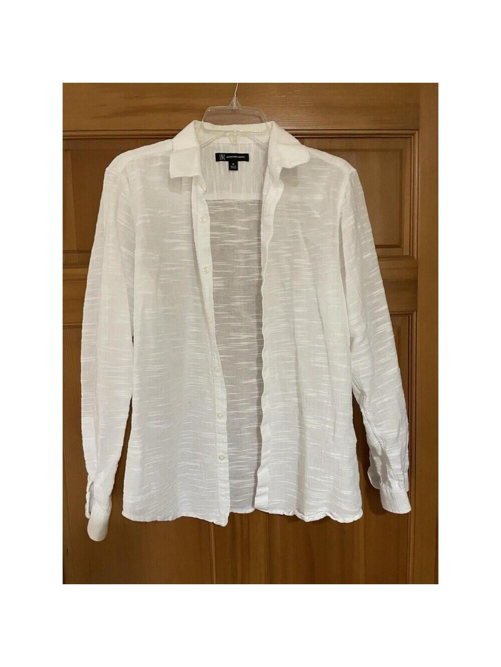 Women’s INC International Concepts White Button Down Shirt M Medium 100%